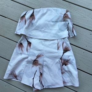 L'atiste Strapless White Floral Romper, Size Small